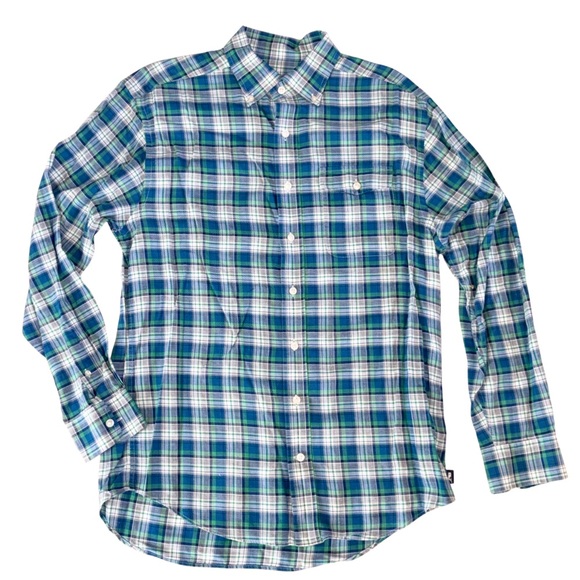 Vineyard Vines Crosby Shirt Men’s M Green Blue Plaid Cotton Button Down Preppy - Picture 1 of 7